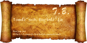 Tomásch Borbála névjegykártya